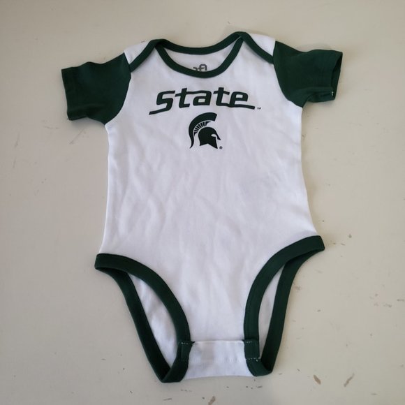 Michigan State Spartans One Piece Creeper Baby Infant 12 Months Set Green NWT - Picture 7 of 14